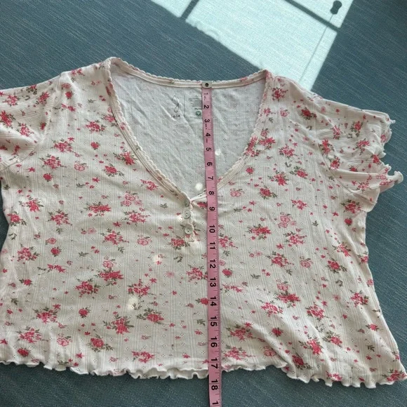 Joie Pajama Set Cropped Top 100% Organic Cotton - Picture 15 of 15